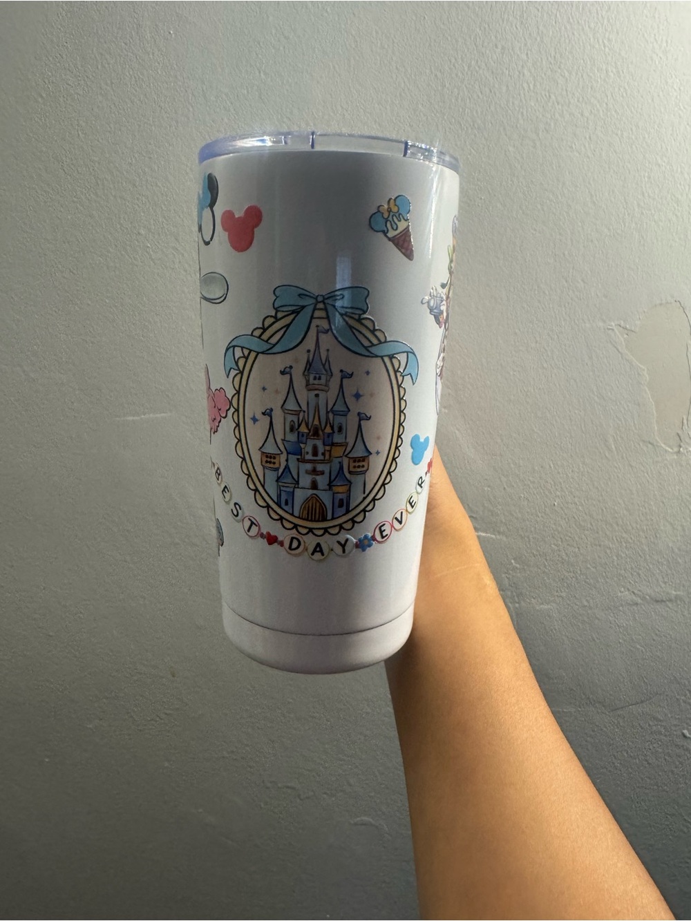 Disney White Tumbler with Pastel Castle and Blue Accents